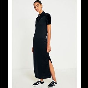 ADIDAS Black Velvet Long Polo Maxi Shirt Dress🖤